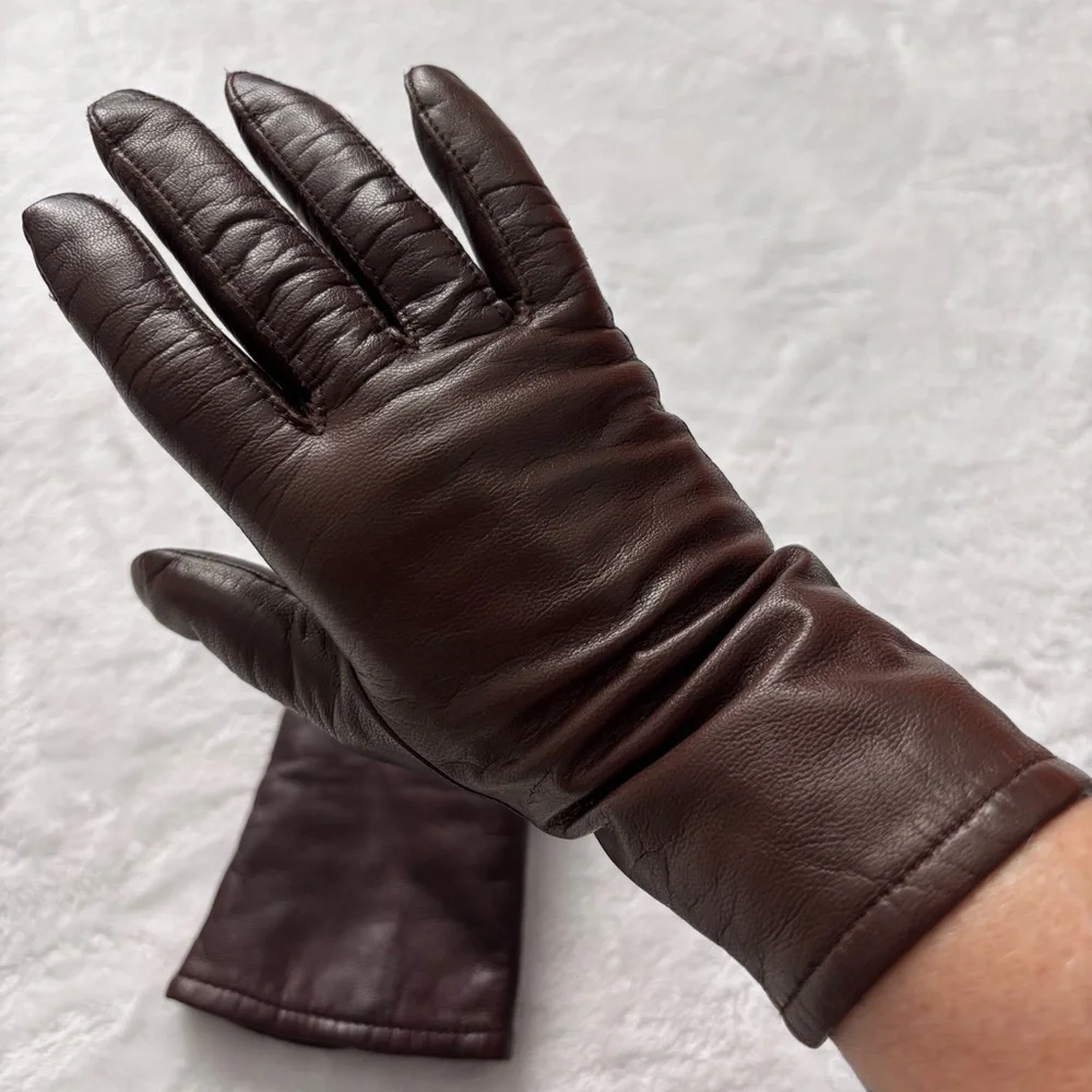 FOWNES Vintage Thinsulate Brown Leather Gloves--6.5